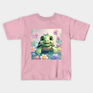 3D Turtle Princess in Pastel Wonderland Kids T-Shirt